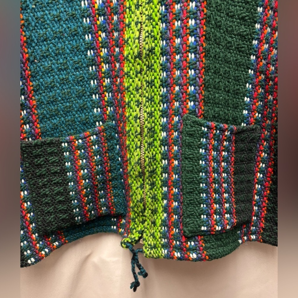 Vintage Quichua Maqui Cardigan Sweater Women XL Wool/Cotton Hand Knit Ecuador - Picture 5 of 7